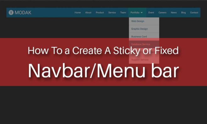How To a Create Sticky or Fixed Navbar/Menu bar